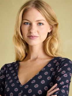 Nia Navy Long Sleeve Midaxi Dress