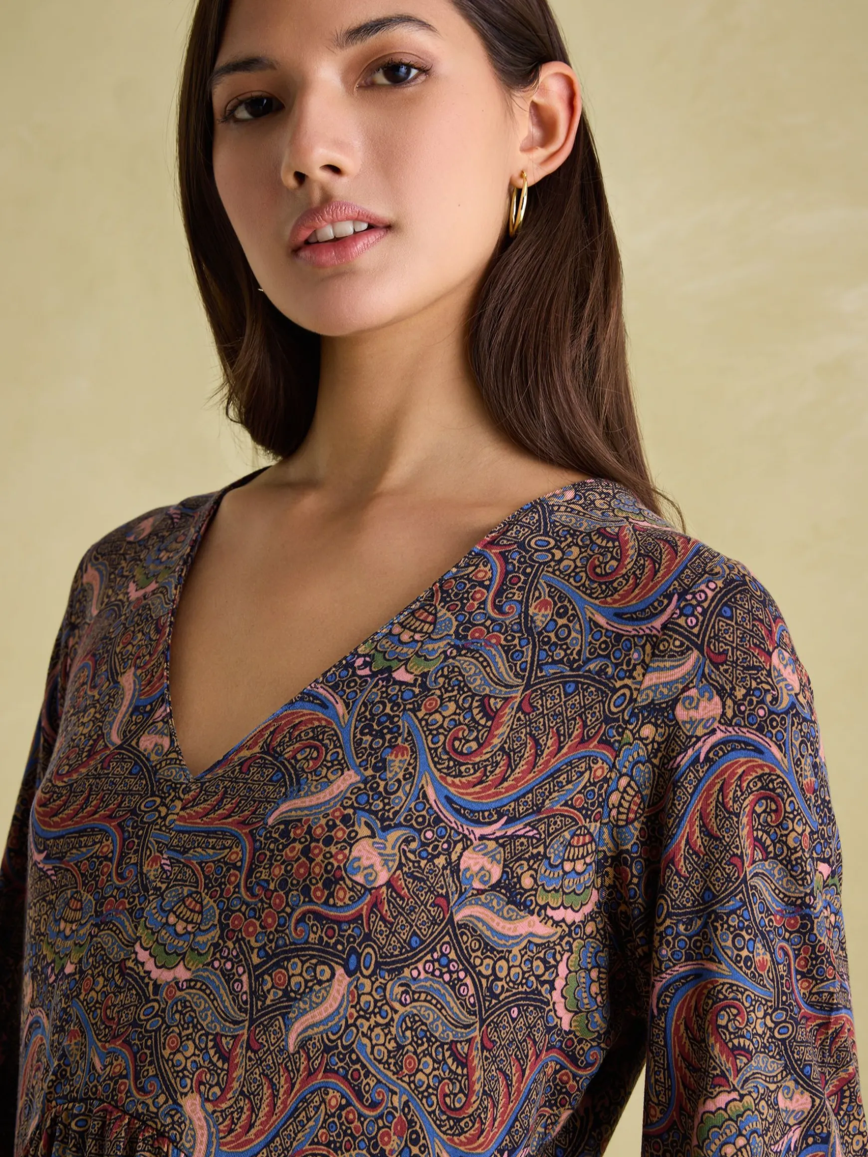 Nia Navy/Burgundy Long Sleeve Midaxi Dress