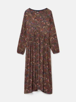 Nia Navy/Burgundy Long Sleeve Midaxi Dress