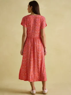 Nia Pink Jersey V-Neck Beach Dress