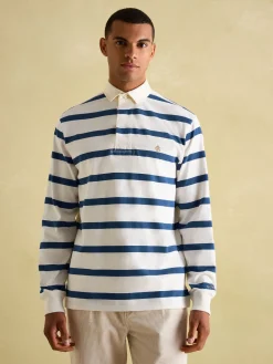 Onside Cream & Blue Striped Rugby Shirt
