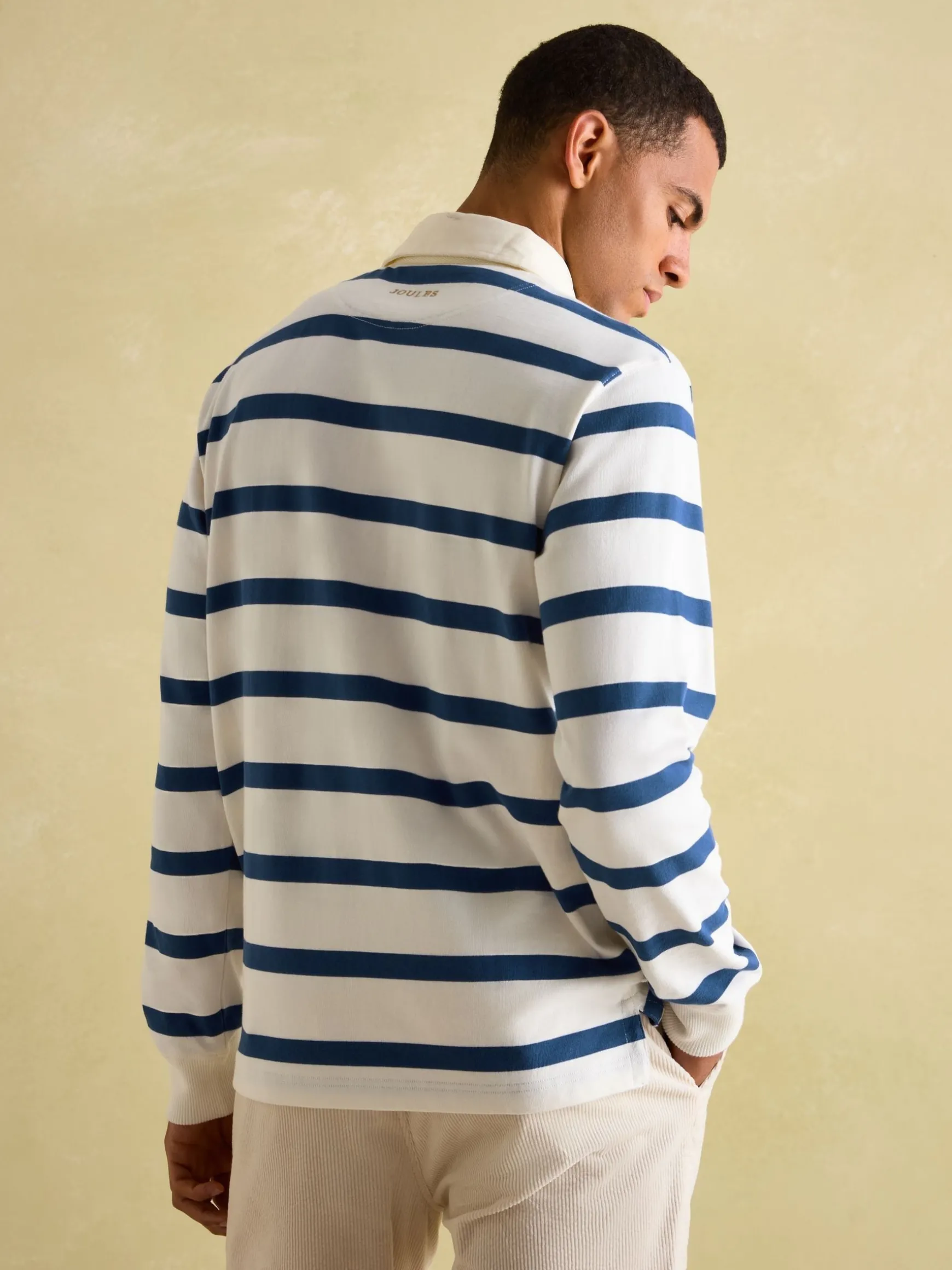 Onside Cream & Blue Striped Rugby Shirt