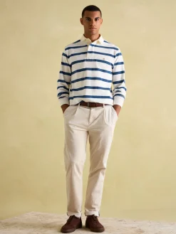 Onside Cream & Blue Striped Rugby Shirt