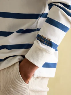 Onside Cream & Blue Striped Rugby Shirt