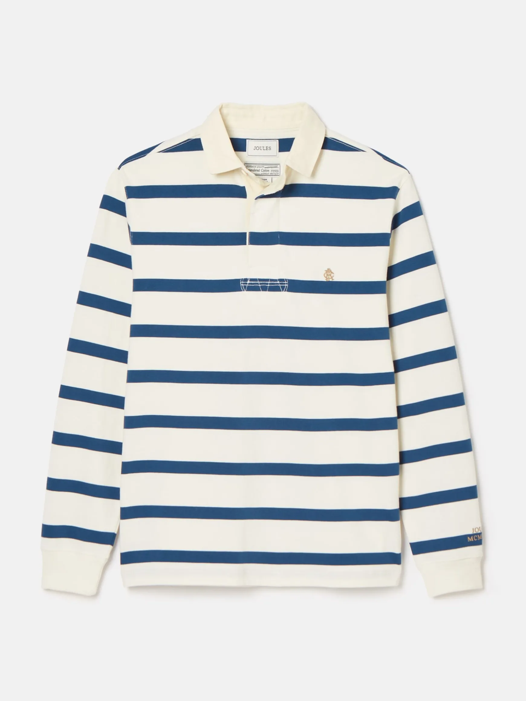 Onside Cream & Blue Striped Rugby Shirt