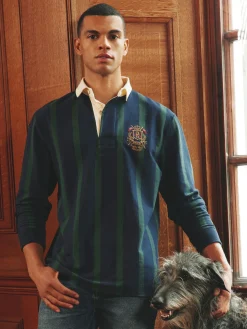 Onside Green/Navy Vertical Stripe Rugby Shirt