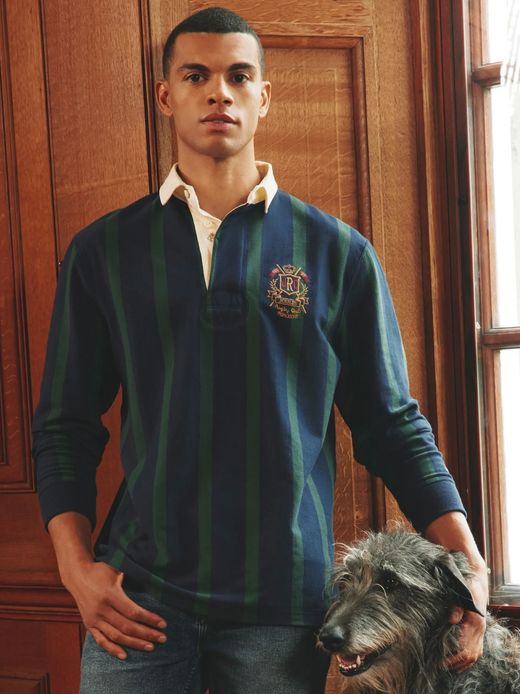 Onside Green/Navy Vertical Stripe Rugby Shirt