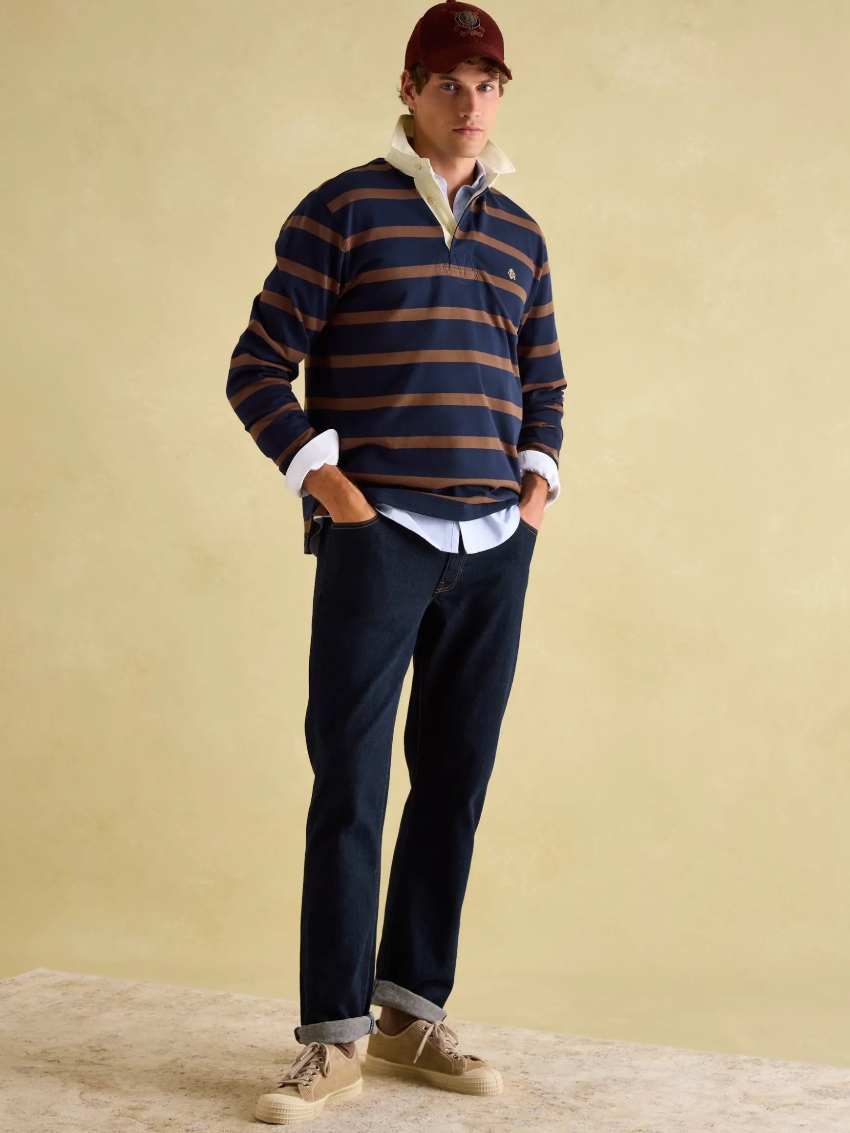 Onside Navy & Brown Striped Rugby Shirt