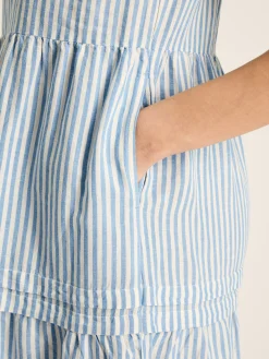 Ophelia Blue & White Sleeveless Tiered Dress