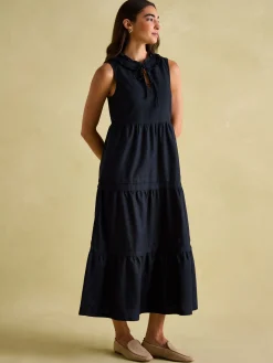 Ophelia Navy Sleeveless Tiered Dress