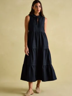 Ophelia Navy Sleeveless Tiered Dress