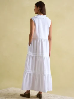 Ophelia White Sleeveless Tiered Dress