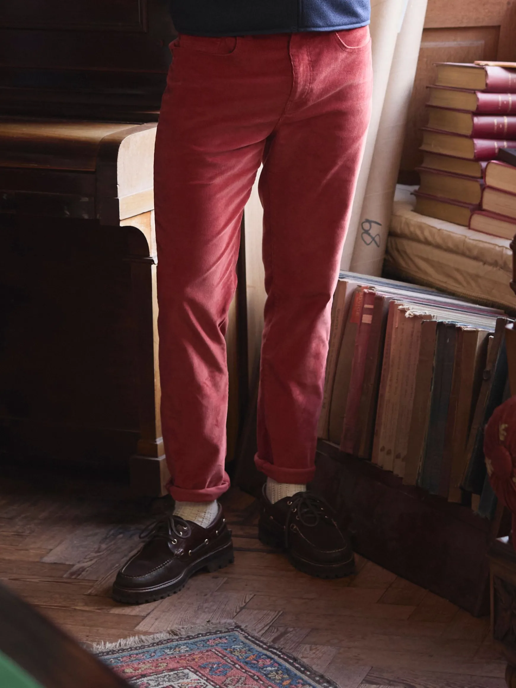 Orange Straight Leg Corduroy Trousers