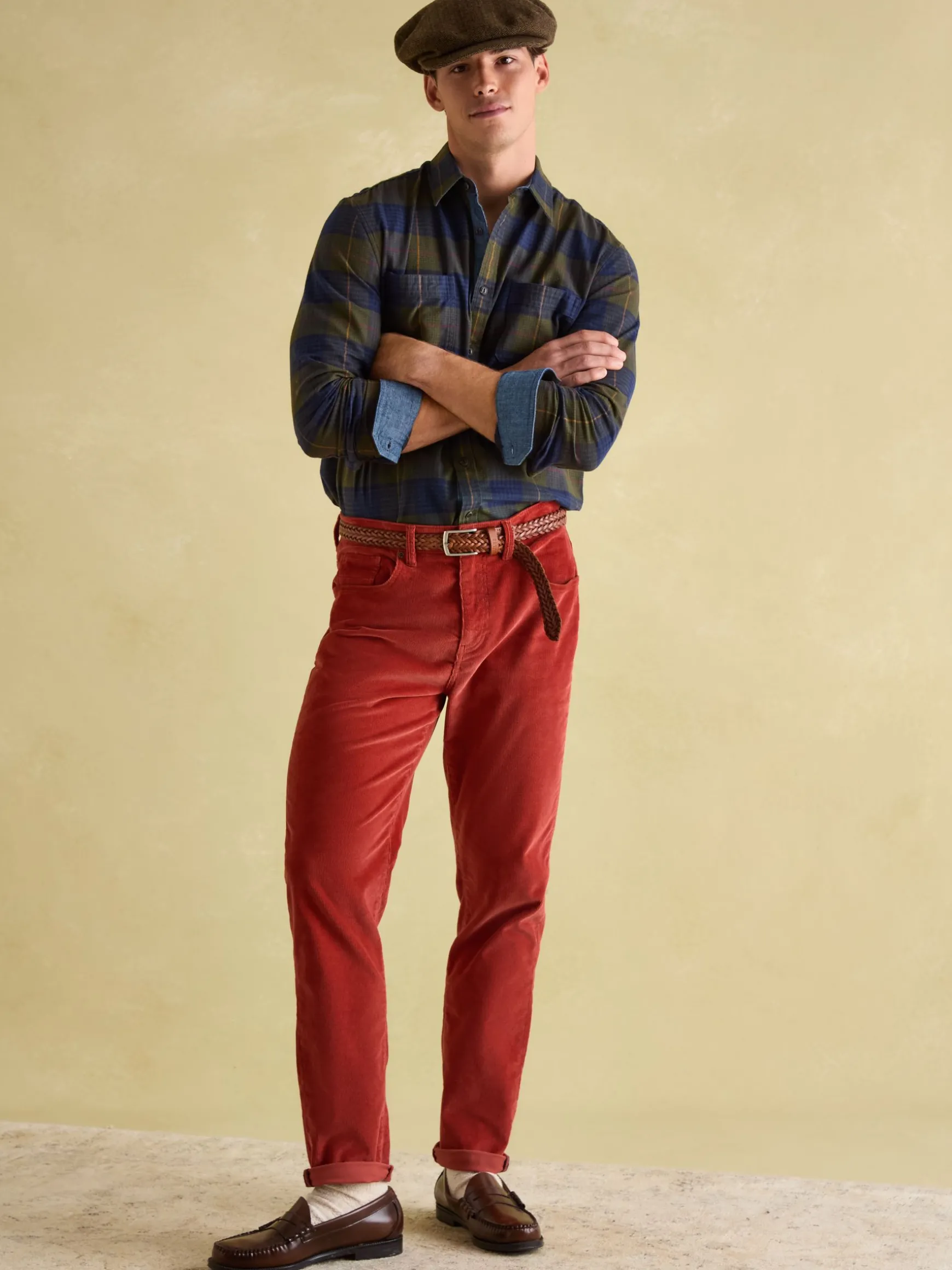Orange Straight Leg Corduroy Trousers