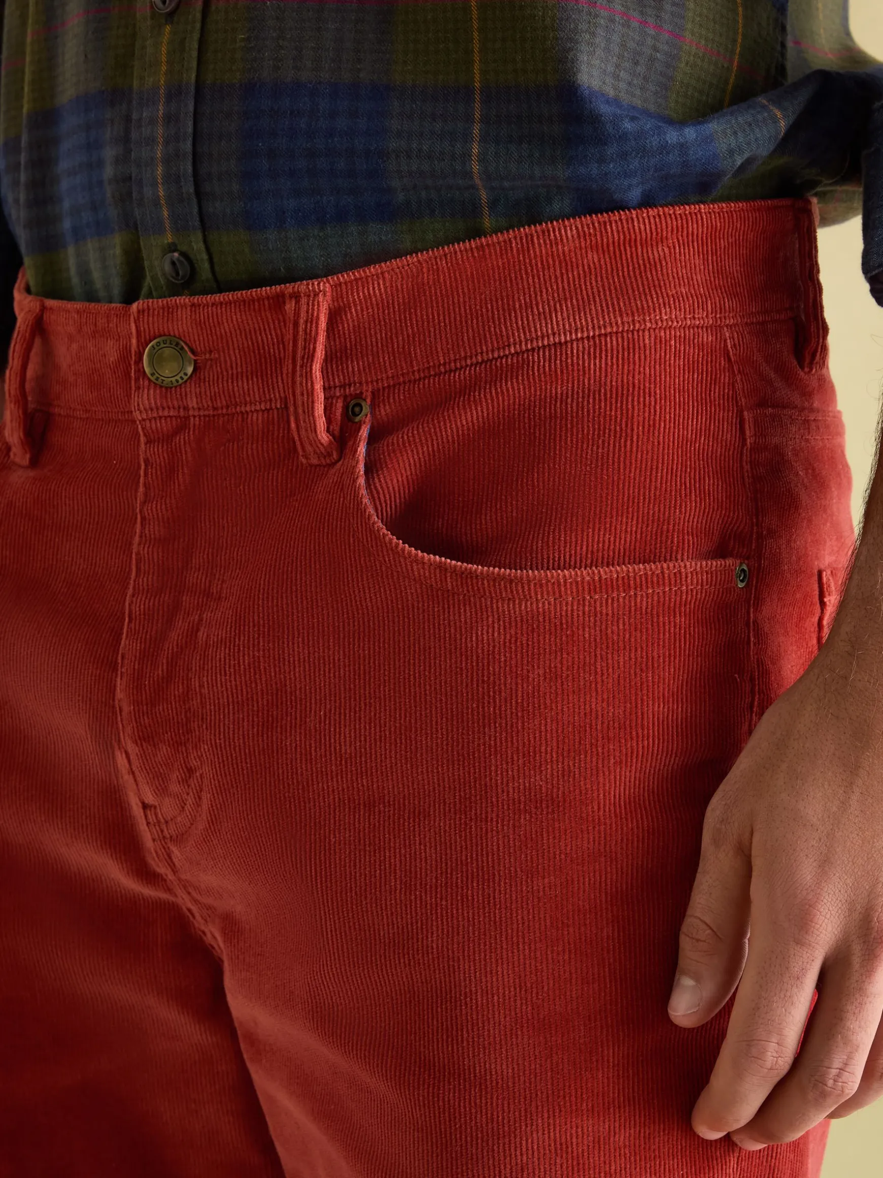 Orange Straight Leg Corduroy Trousers