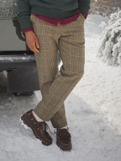 Oundle Brown Herringbone Slim Fit Trousers