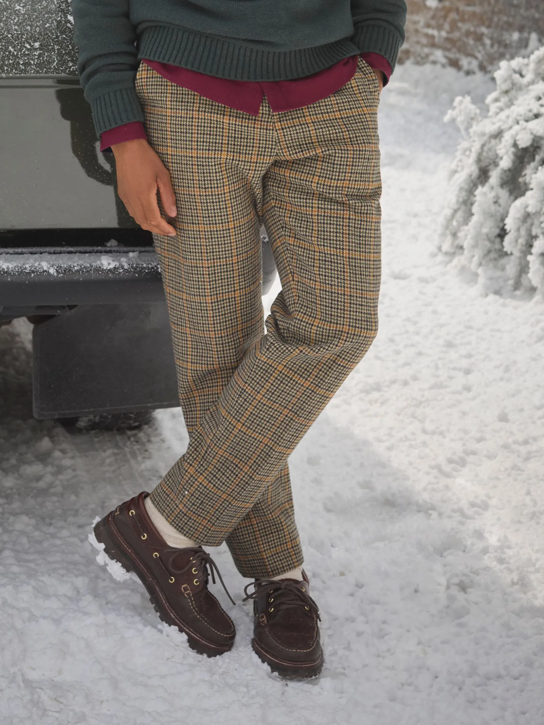 Oundle Brown Herringbone Slim Fit Trousers