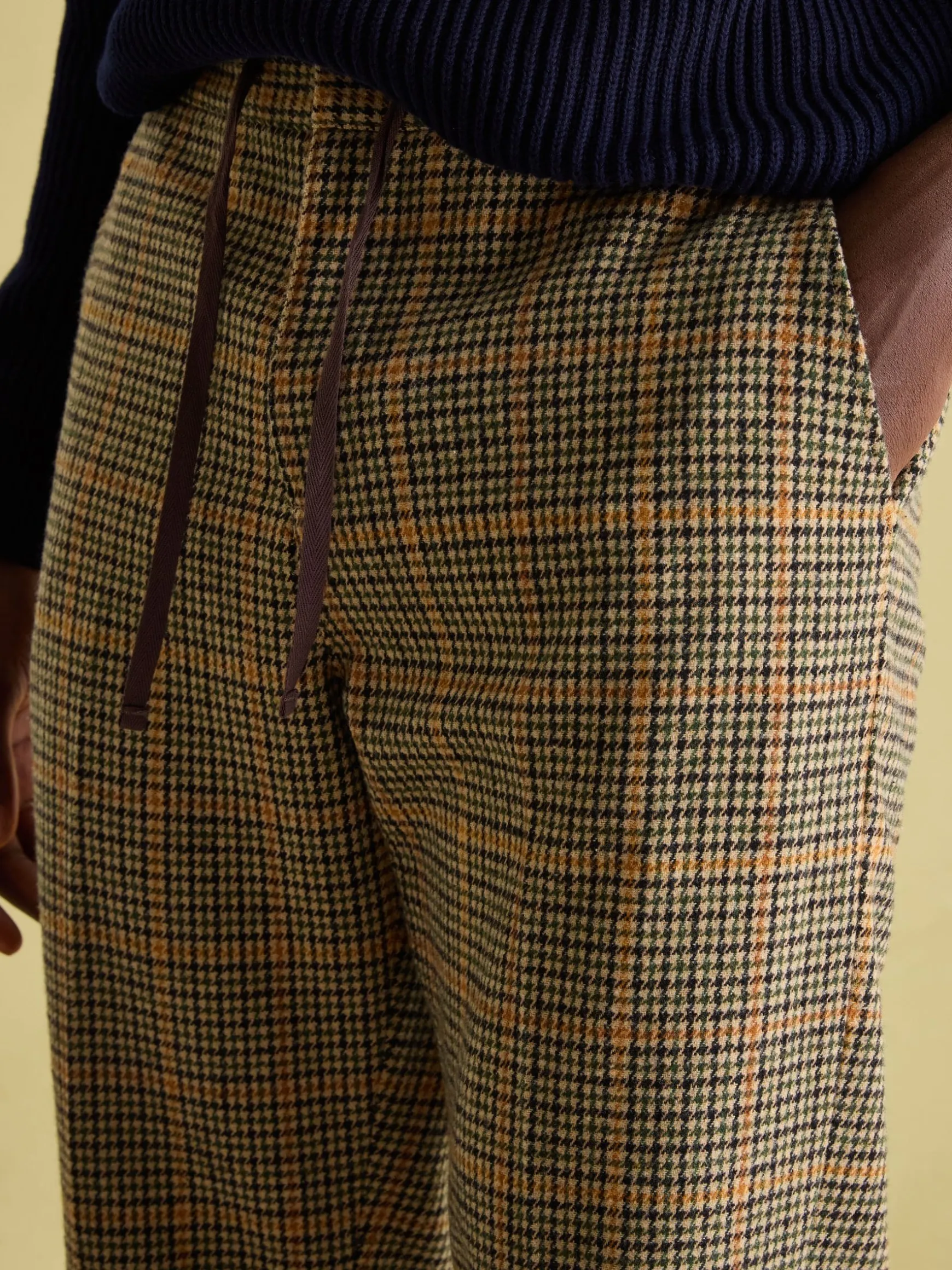 Oundle Brown Herringbone Slim Fit Trousers