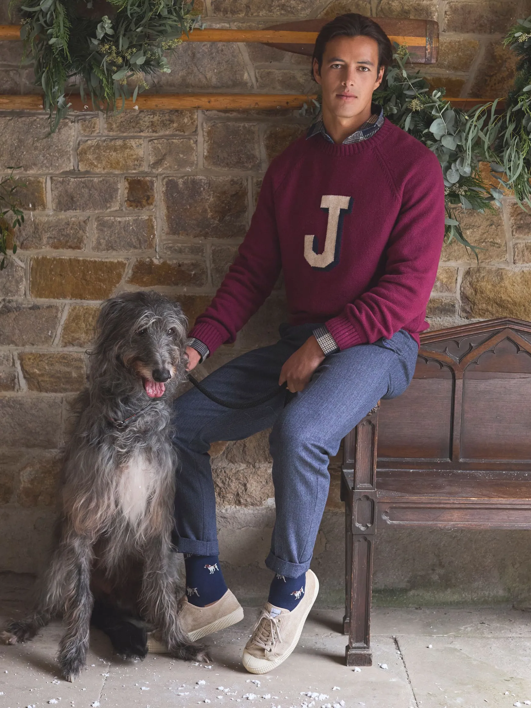 Oundle Navy Herringbone Slim Fit Trousers