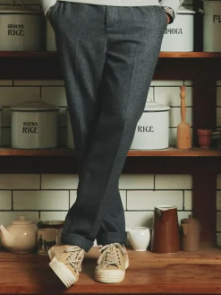 Oundle Navy Herringbone Slim Fit Trousers