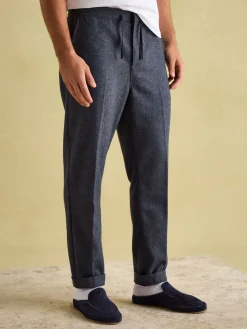 Oundle Navy Herringbone Slim Fit Trousers