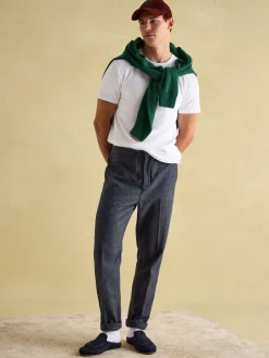 Oundle Navy Herringbone Slim Fit Trousers