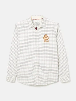 Oxford White Embroidered Check Shirt