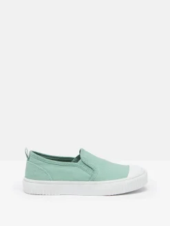 Peasy Green Slip On Plimsolls