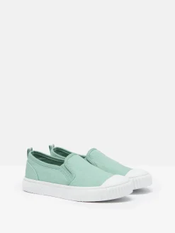 Peasy Green Slip On Plimsolls