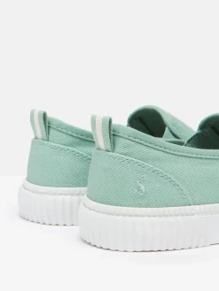 Peasy Green Slip On Plimsolls
