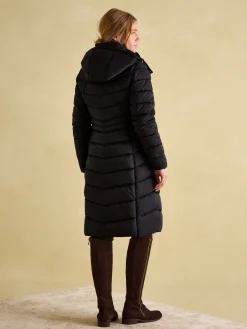 Pembury Black Showerproof Longline Padded Coat With Hood