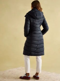 Pembury Navy Blue Showerproof Longline Padded Coat With Hood