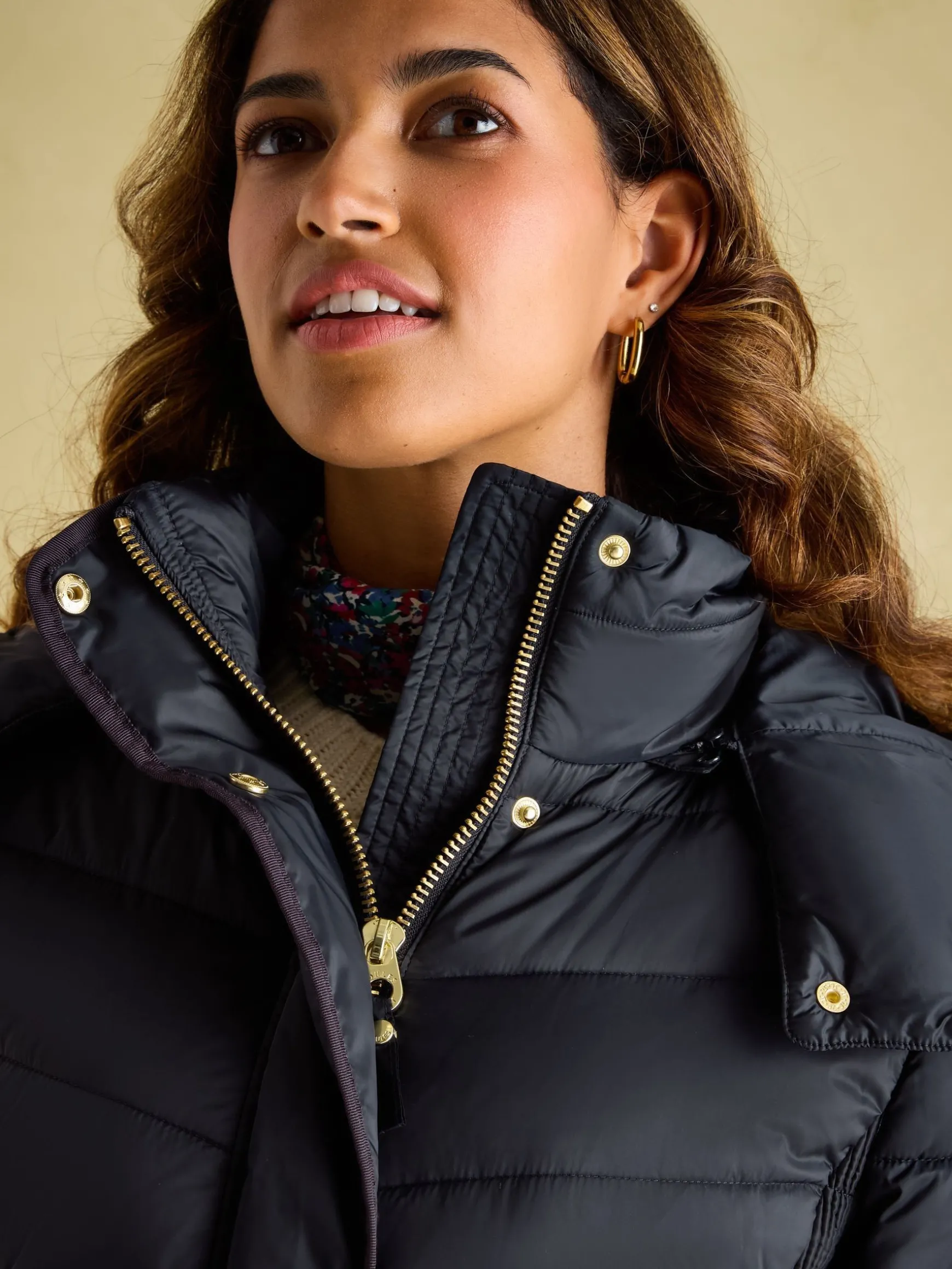 Pembury Navy Blue Showerproof Longline Padded Coat With Hood