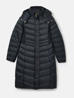 Pembury Navy Blue Showerproof Longline Padded Coat With Hood