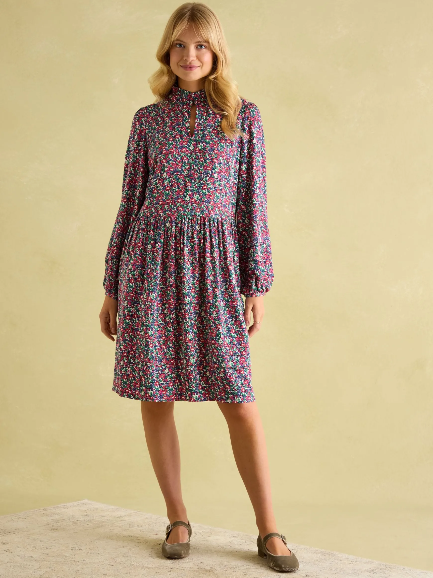 Petunia Floral Frill Neck Dress