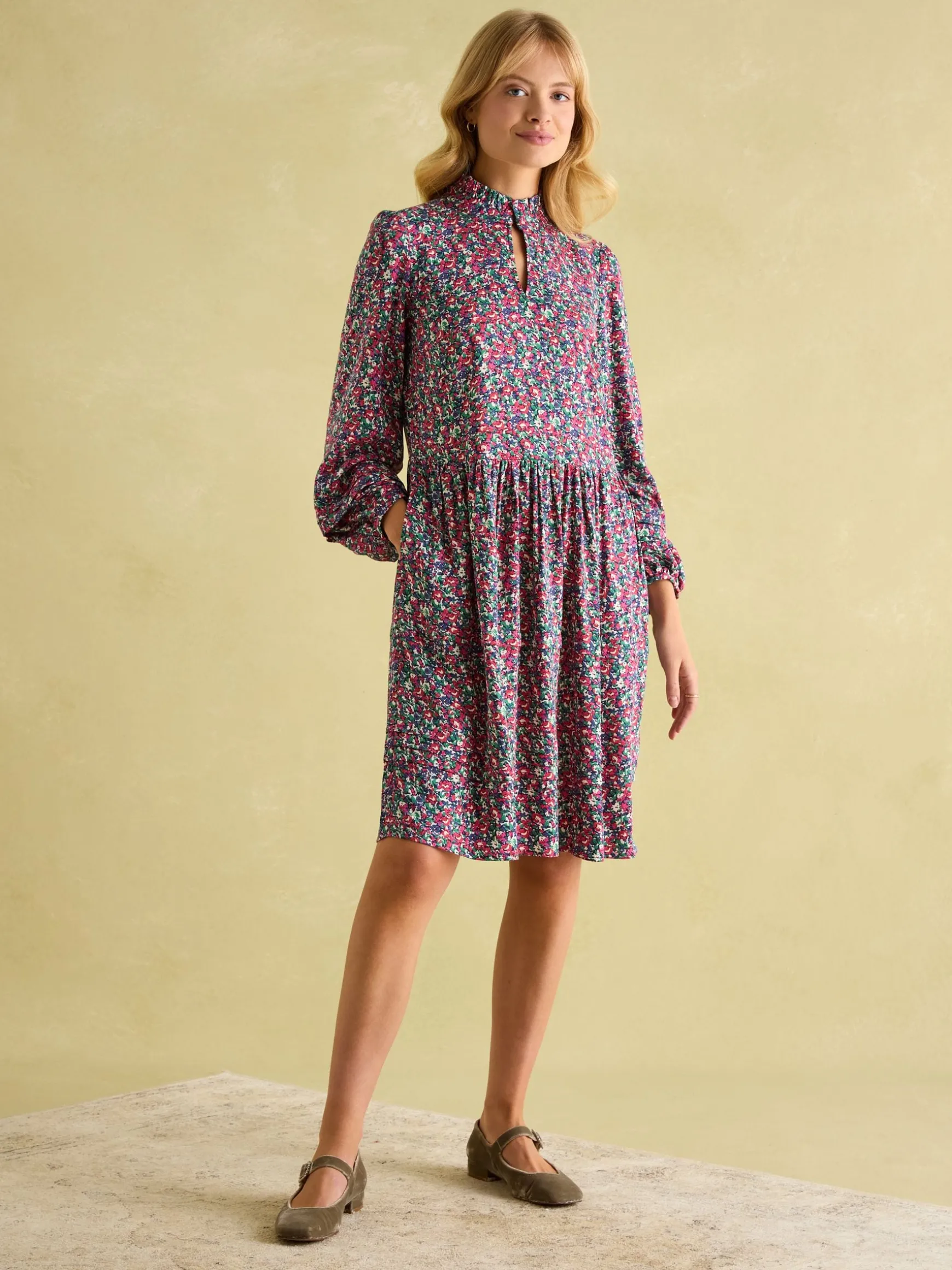 Petunia Floral Frill Neck Dress