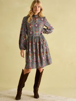 Petunia Khaki Green Frill Neck Dress