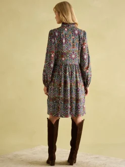 Petunia Khaki Green Frill Neck Dress