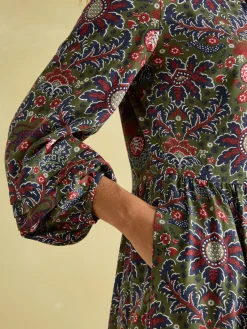 Petunia Khaki Green Frill Neck Dress