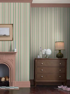 Pink/Green Grove Stripe 10M Wallpaper