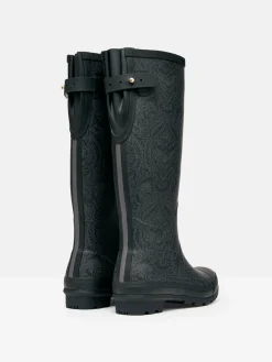 Printed Black Paisley Adjustable Tall Wellies