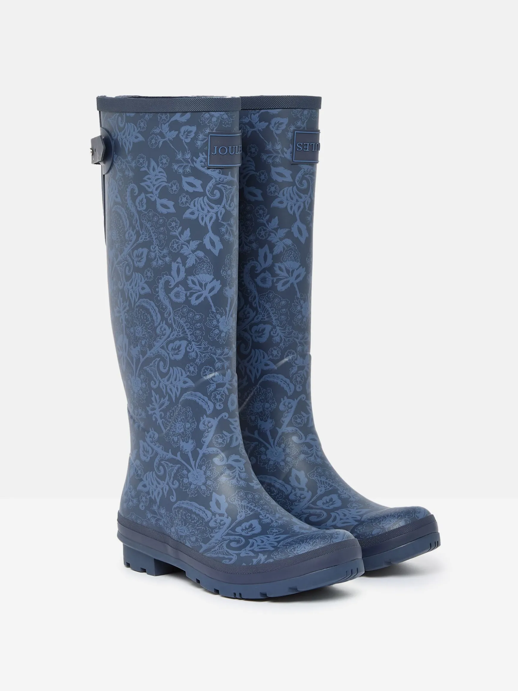 Printed Navy Adjustable Tall Wellies