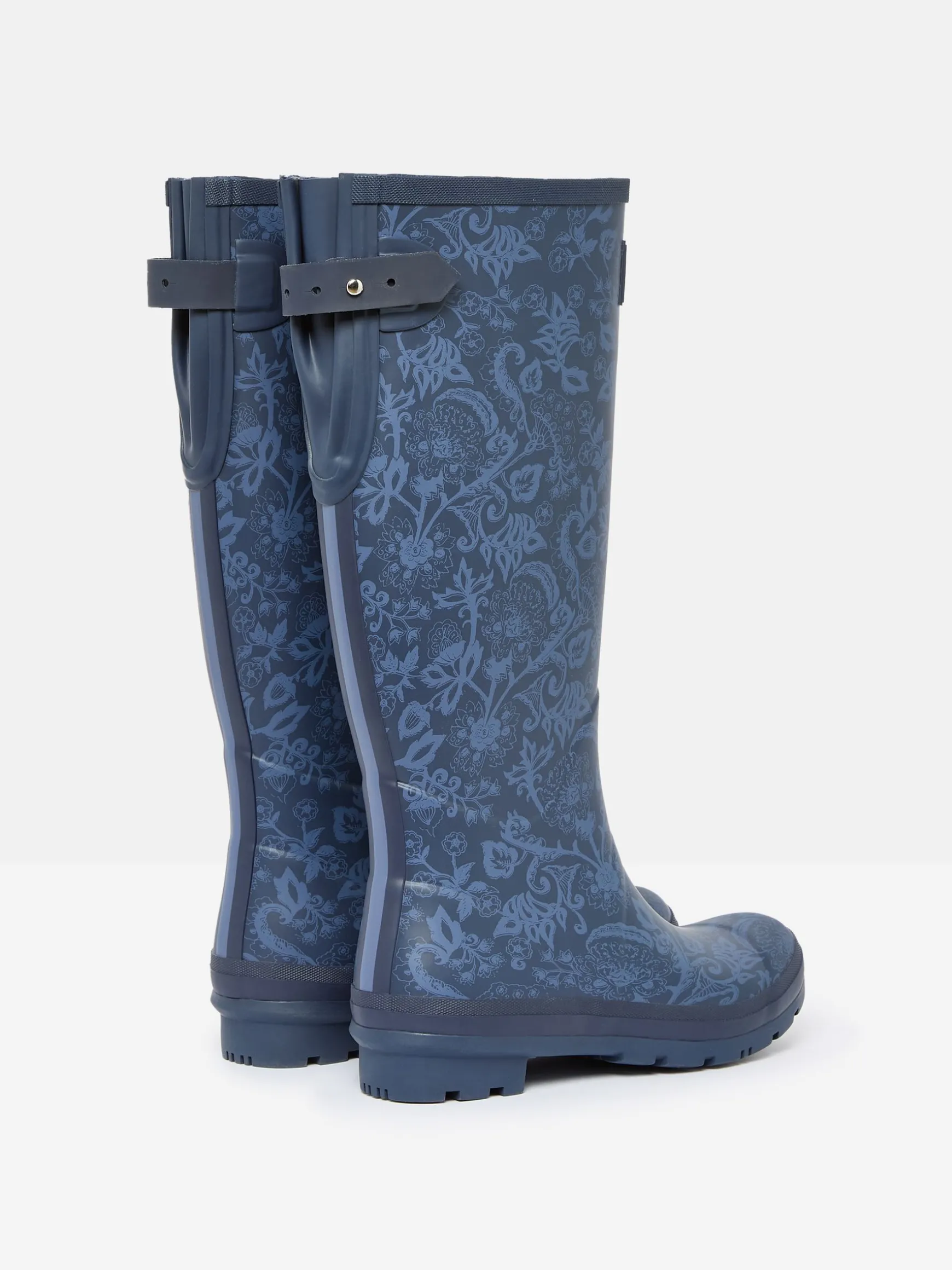 Printed Navy Adjustable Tall Wellies