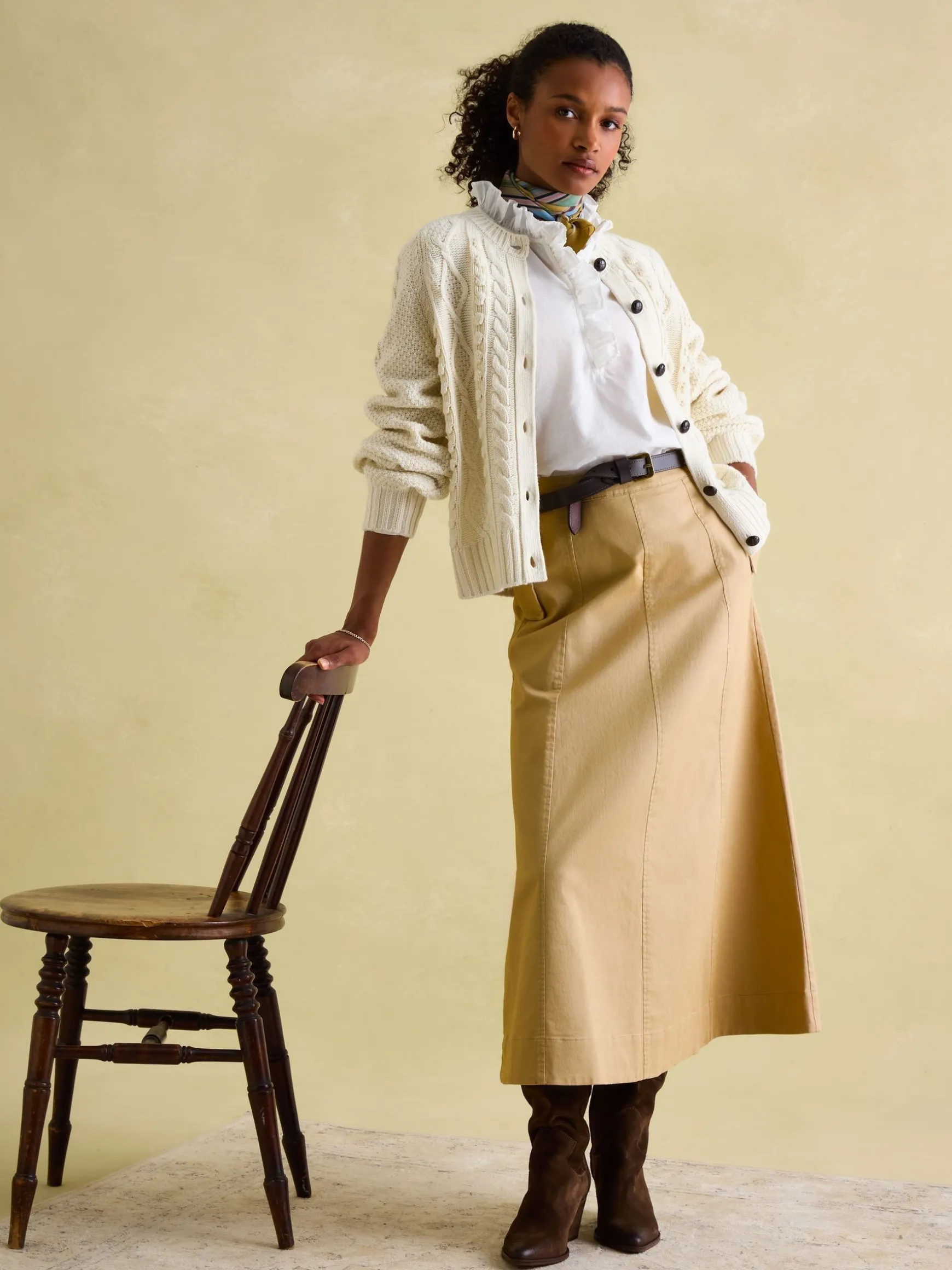 Rafferty Cream Cable Knit Cardigan