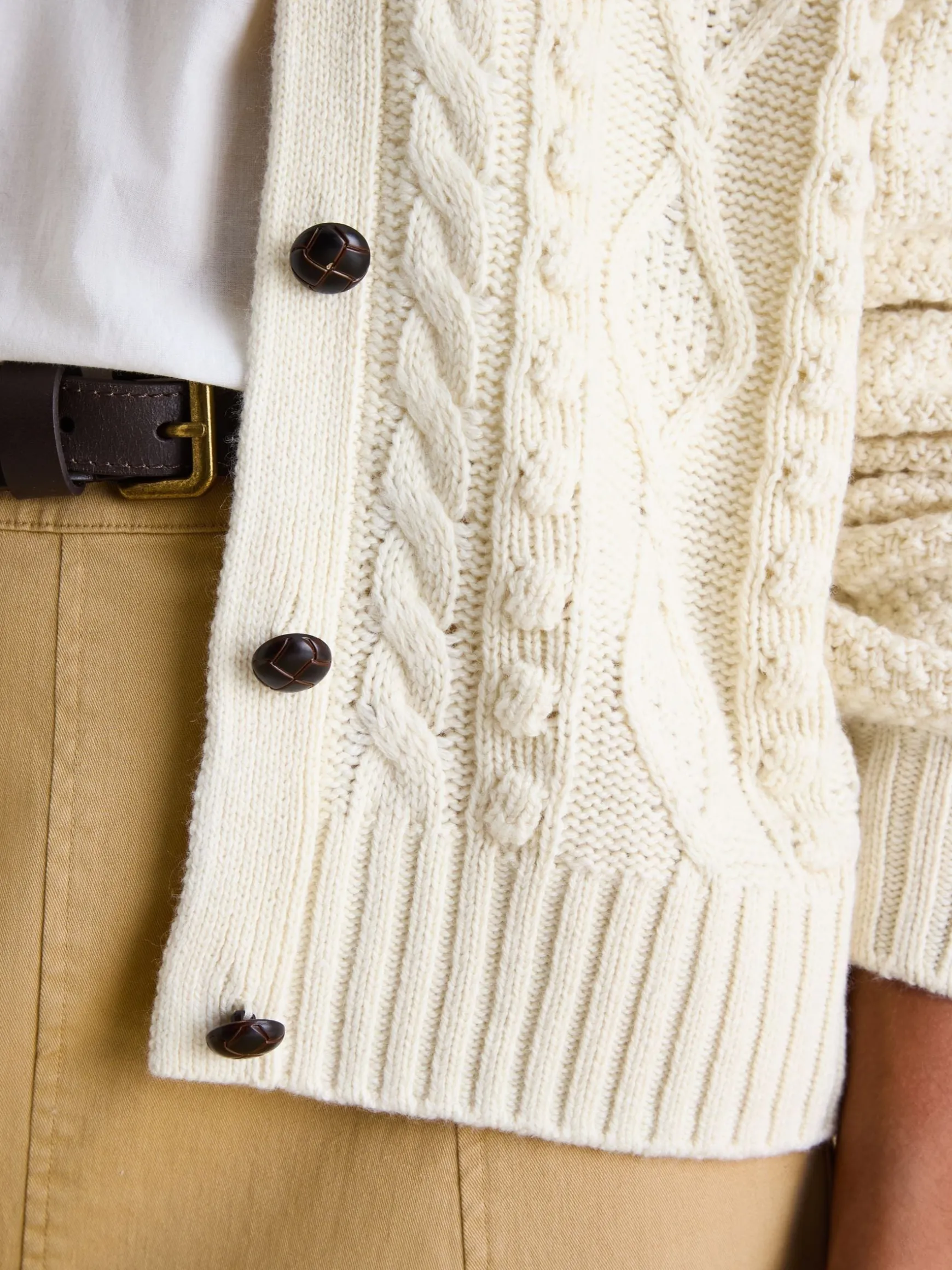 Rafferty Cream Cable Knit Cardigan