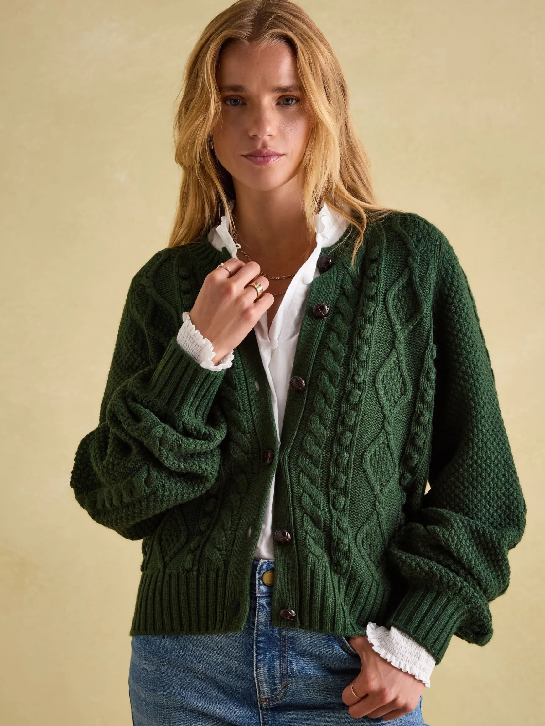 Rafferty Green Cable Knit Cardigan