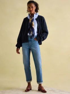 Rafferty Navy Blue Cable Knit Cardigan