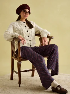 Red & Navy Satin Wide Leg Trousers