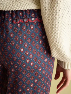 Red & Navy Satin Wide Leg Trousers