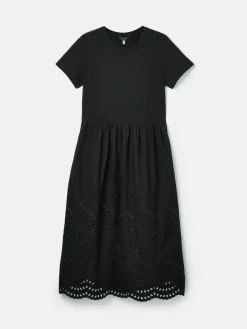 Reid Black Broderie 100% Cotton Dress